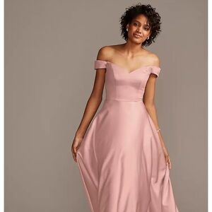 Off-Shoulder Satin A-Line Dress